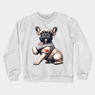 French Bulldog I Love Mom Crewneck Sweatshirt